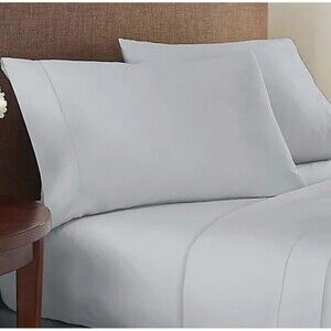Therapedic Sleep Rx 400TC Cotton Blend Queen Pillowcase Set of 2, Glacier Grey